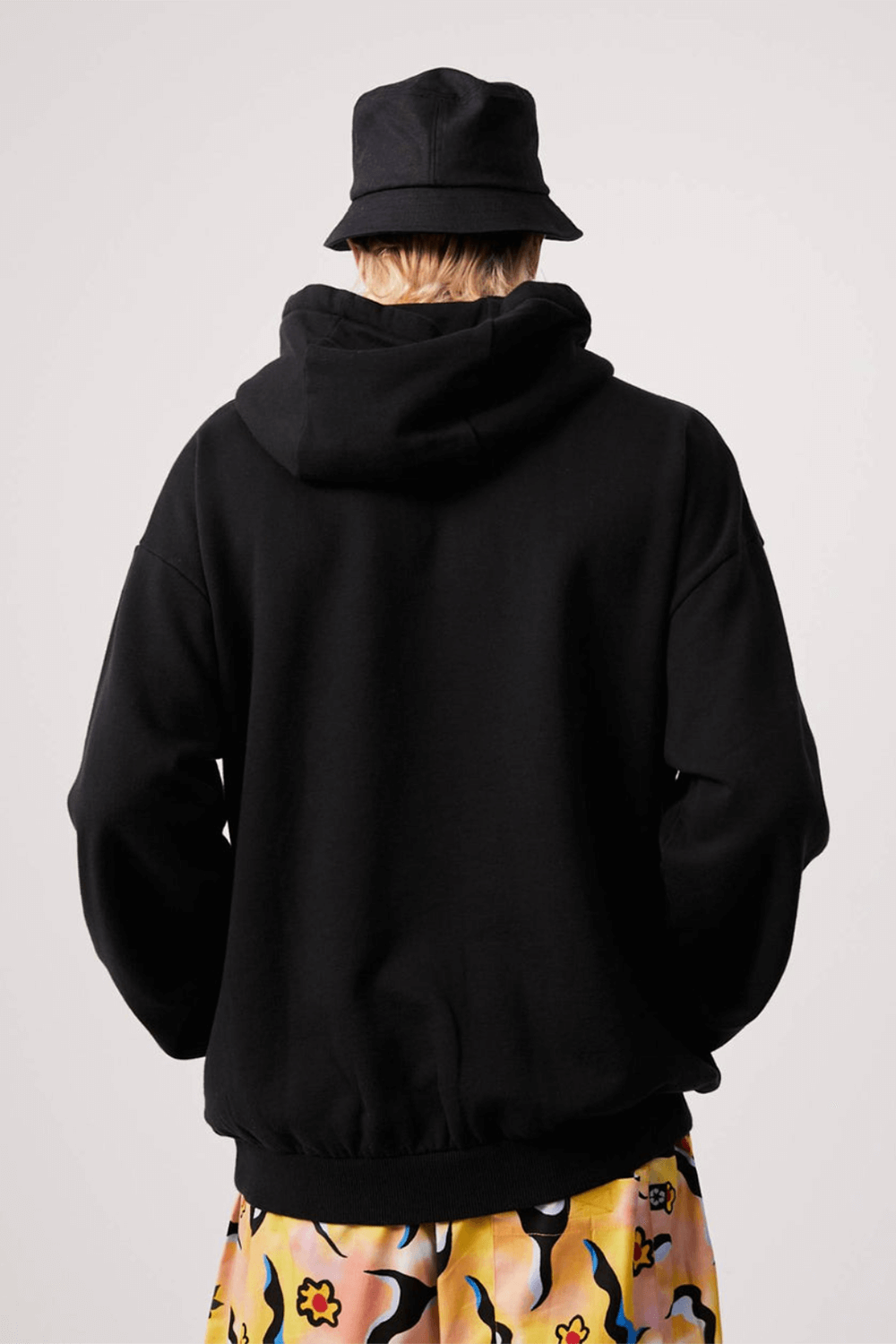 Hoodie- Unisex Flowers recycled pull on hood- schwarz