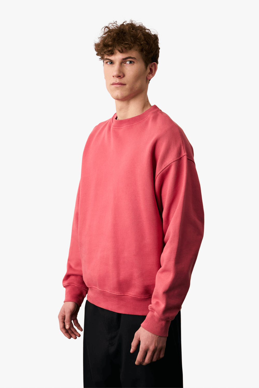 Pullover - Unisex Organic Oversize Crewneck Raspberry Pink- rose