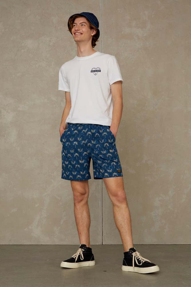 Shorts - Bidatsu Woodblock Indigo Dye - Blau