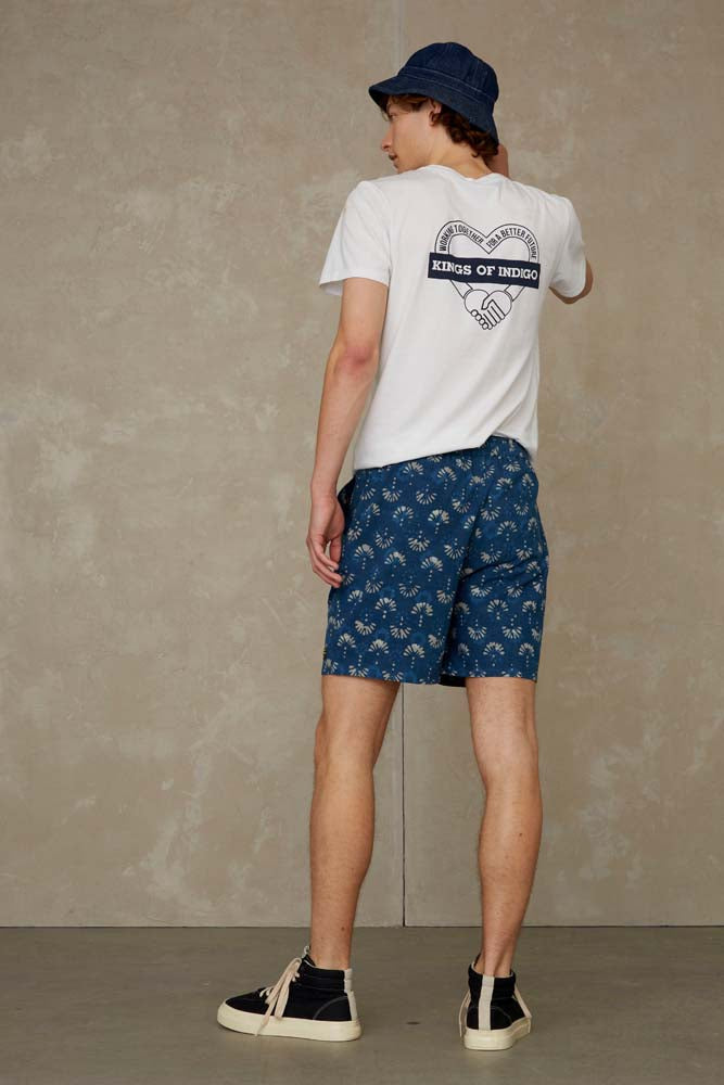 Shorts - Bidatsu Woodblock Indigo Dye - Blau