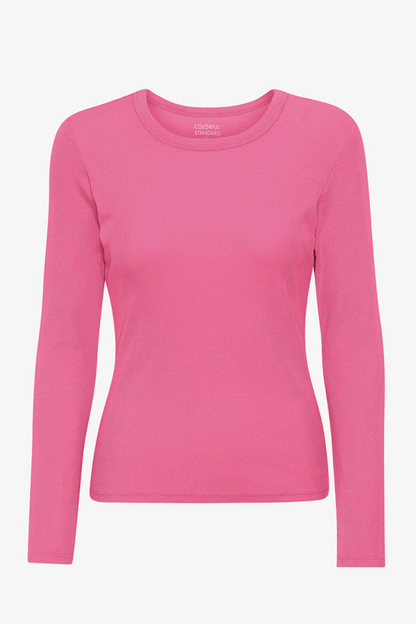 Woman organic Rib Longsleeve- Bubblegum Pink - Pink