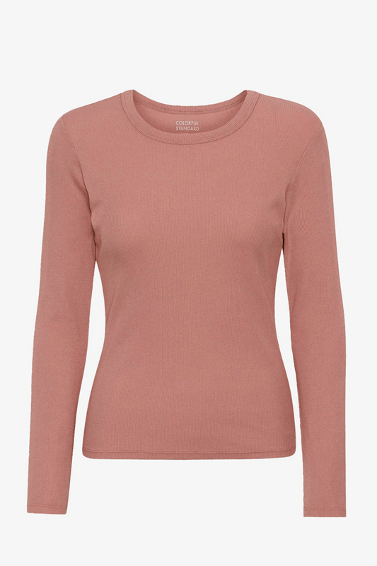 Woman organic Rib Longsleeve- Rosewood Mist- braun