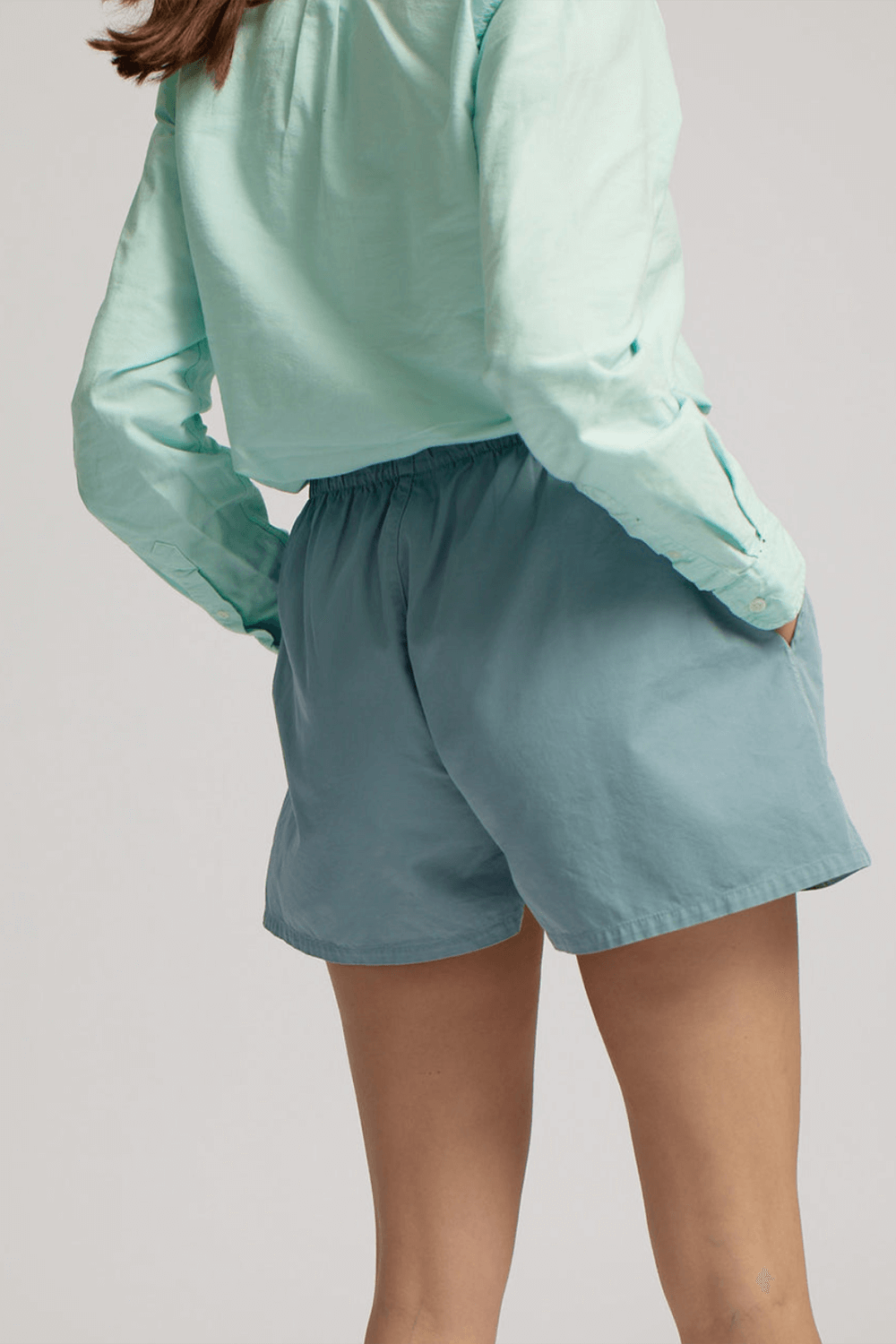 Shorts - Woman Organic twill Shorts- Steel Blue