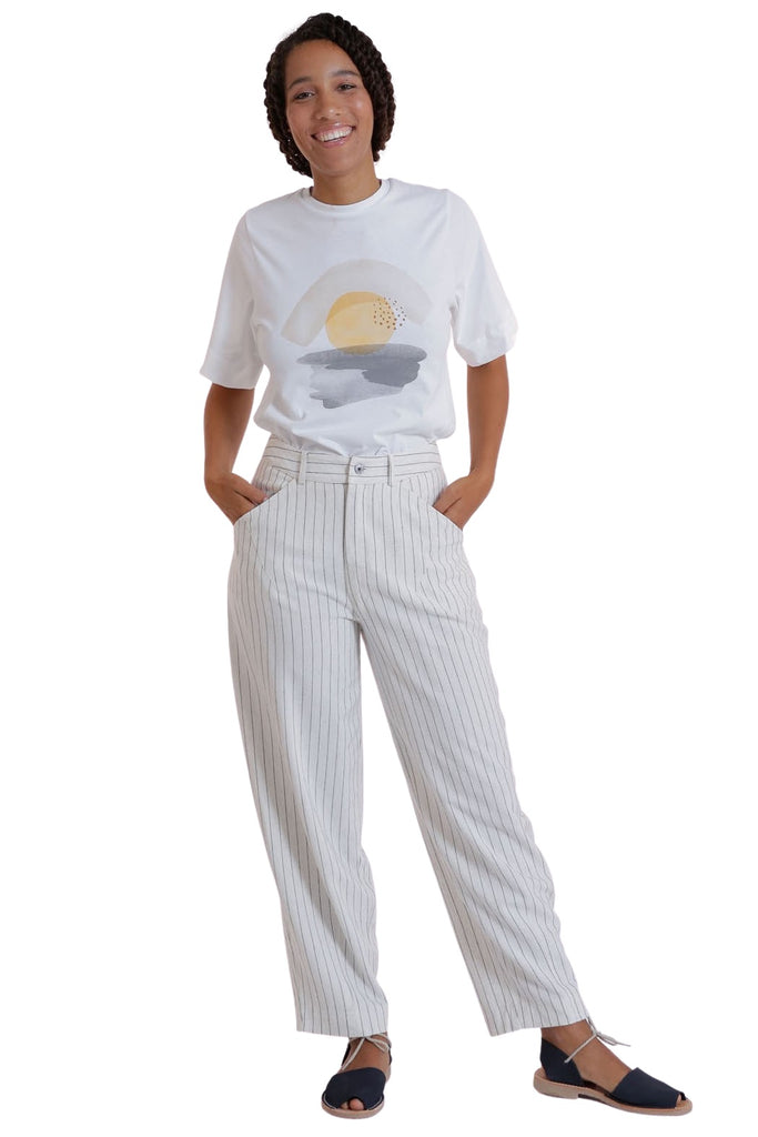 Hose - Concos Pants Ecovero Stripes - Weiß