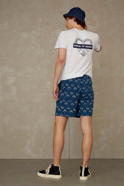 Shorts - Bidatsu Woodblock Indigo Dye - Blau