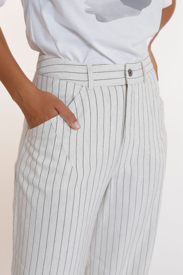 Hose - Concos Pants Ecovero Stripes - Weiß