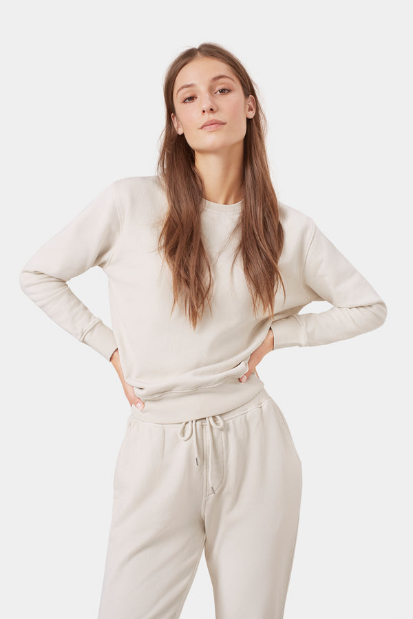 Pullover - Women Classic Organic Crewneck Ivory White - Beige