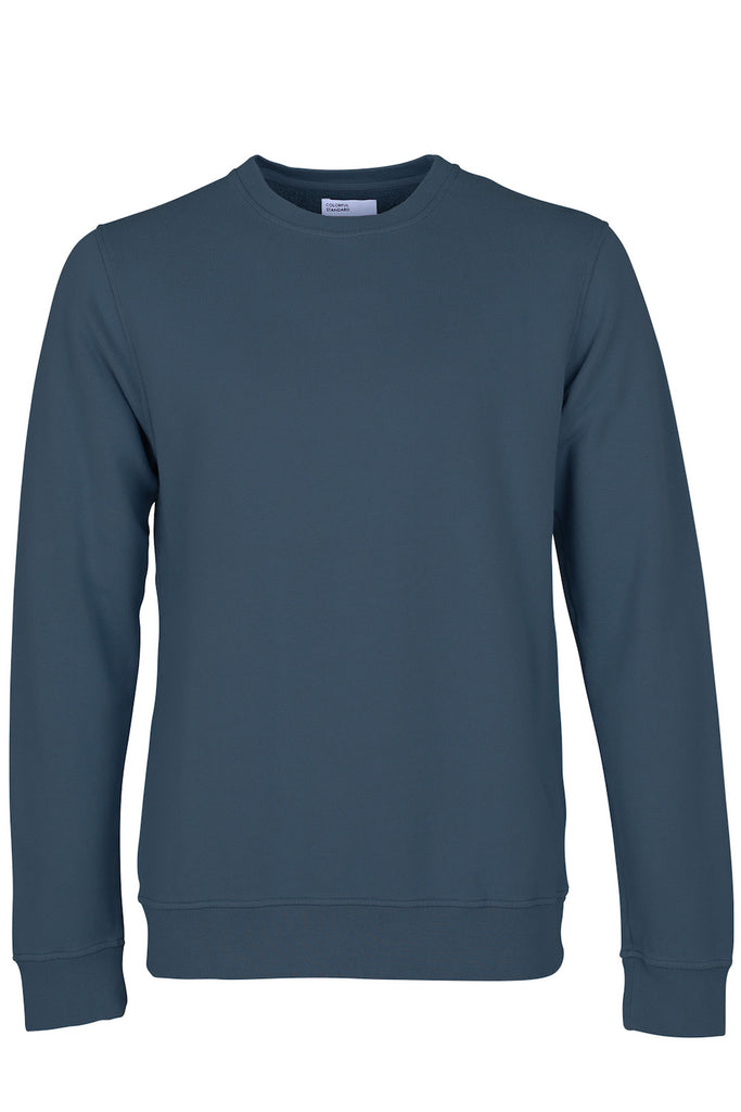 Pullover - Classic Organic Crewneck Petrol Blue - Blau