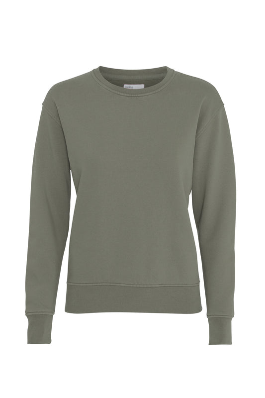 Pullover - Women Classic Organic Crewneck Dusty Olive - Grün