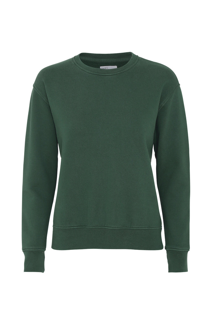Pullover - Women Classic Organic Crewneck Emerald Green - Grün