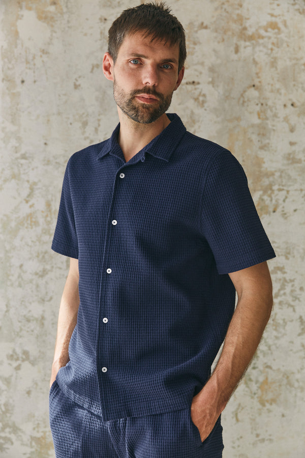 Hemd - Kuno Shortsleeve Shirt Eco Crepe Navy - Blau