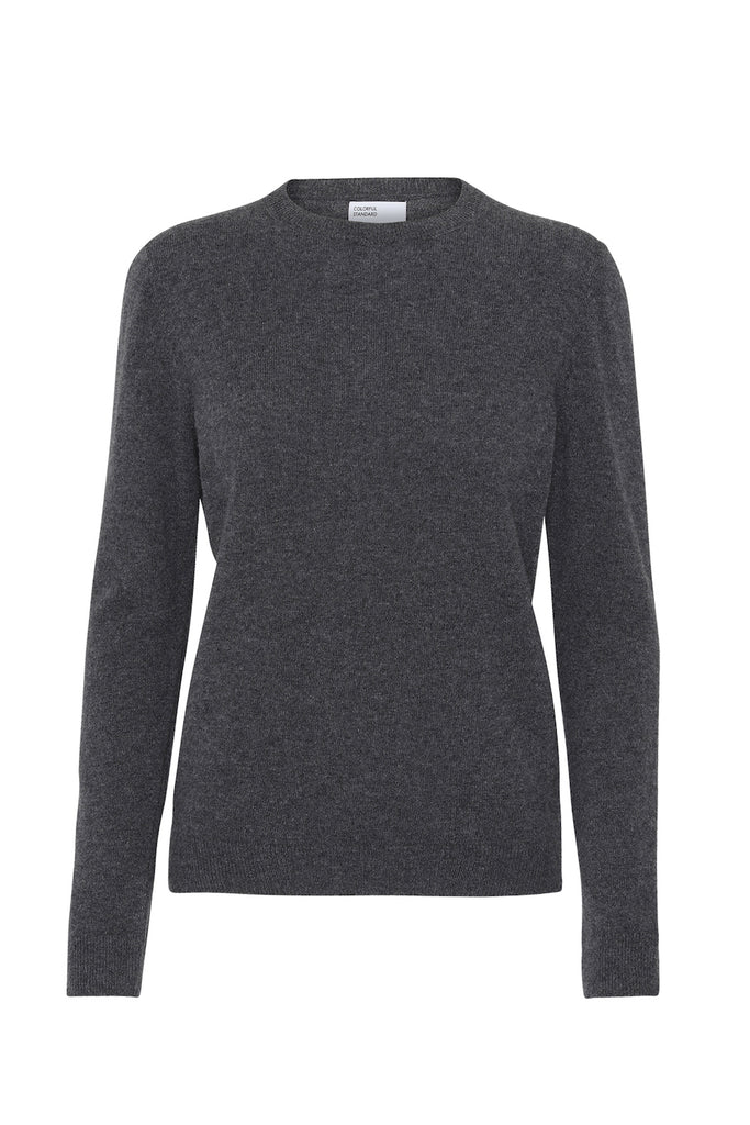 Pullover - Women Light Merino Wool Crewneck Lava Grey - Grau