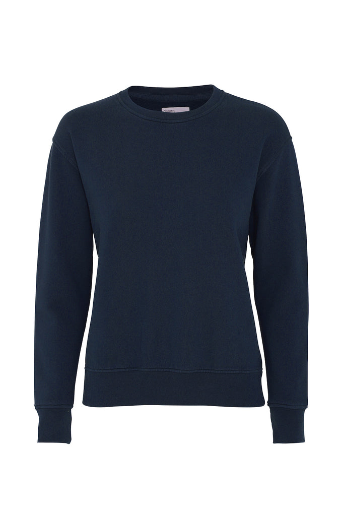 Pullover - Women Classic Organic Crewneck Navy Blue - Blau