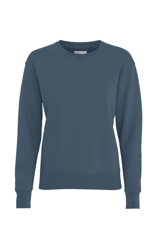 Pullover - Women Classic Organic Crewneck Petrol Blue - Blau