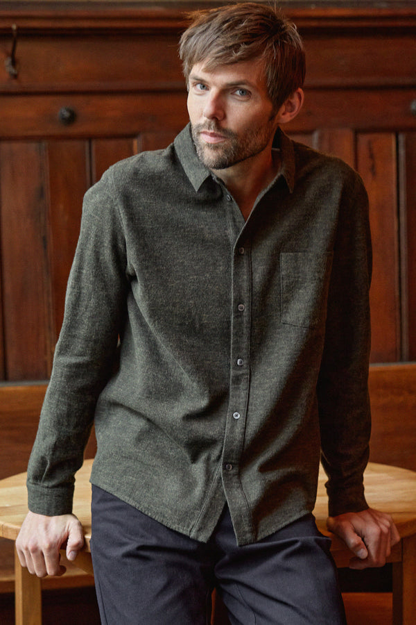 Hemd - Simon Shirt Eco Olive Flannel - Grün