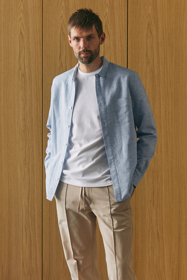 Hemd - Simon Shirt Riviera Blue Linen - Blau