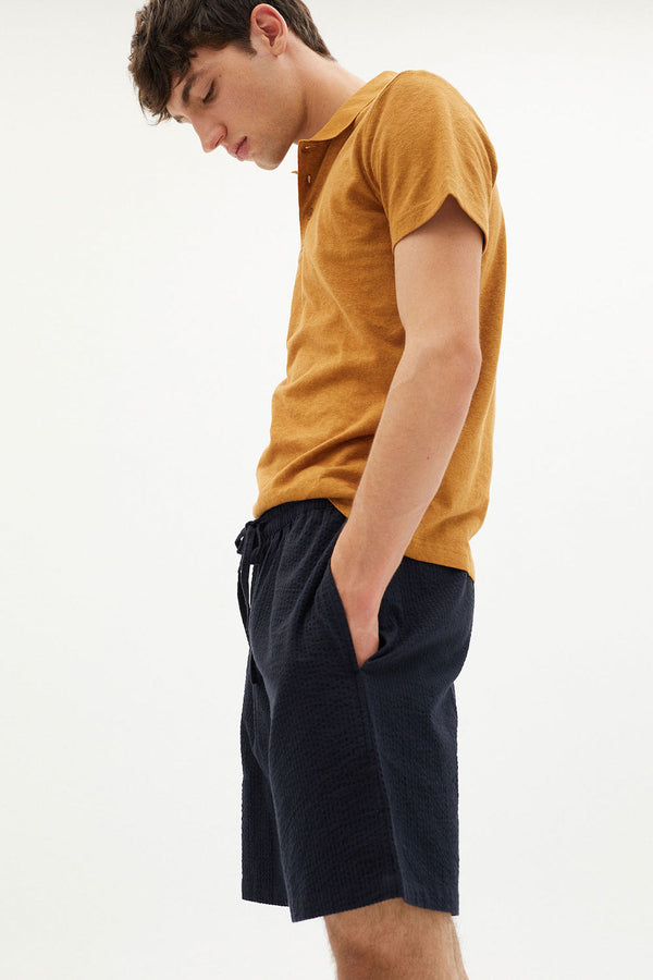 Shorts - Dark Seersucker Henry Shorts - Blau