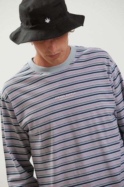 Surplus - Recycled Stripe Long Sleeve T-Shirt Shadow - Grau